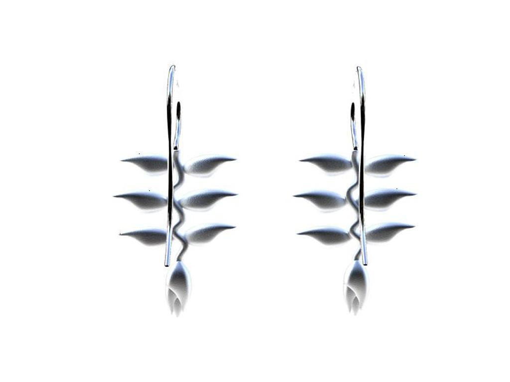 Contemporary Sterling Silver Heliconia Flower Dangle Earrings For Sale