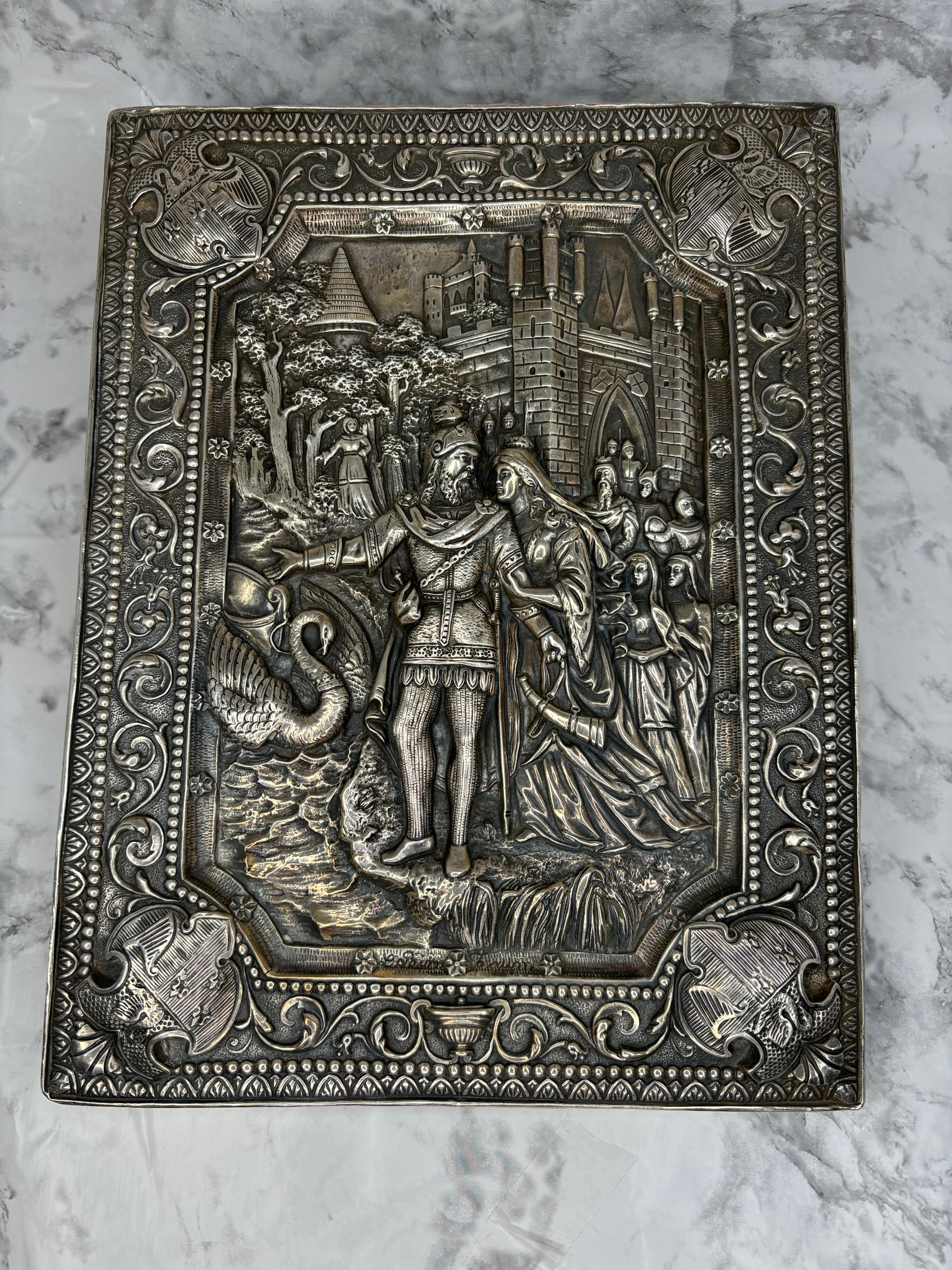 da uomo o donna Placca d'argento Henryk Winograd con armoriale del Cavaliere del Cigno in vendita