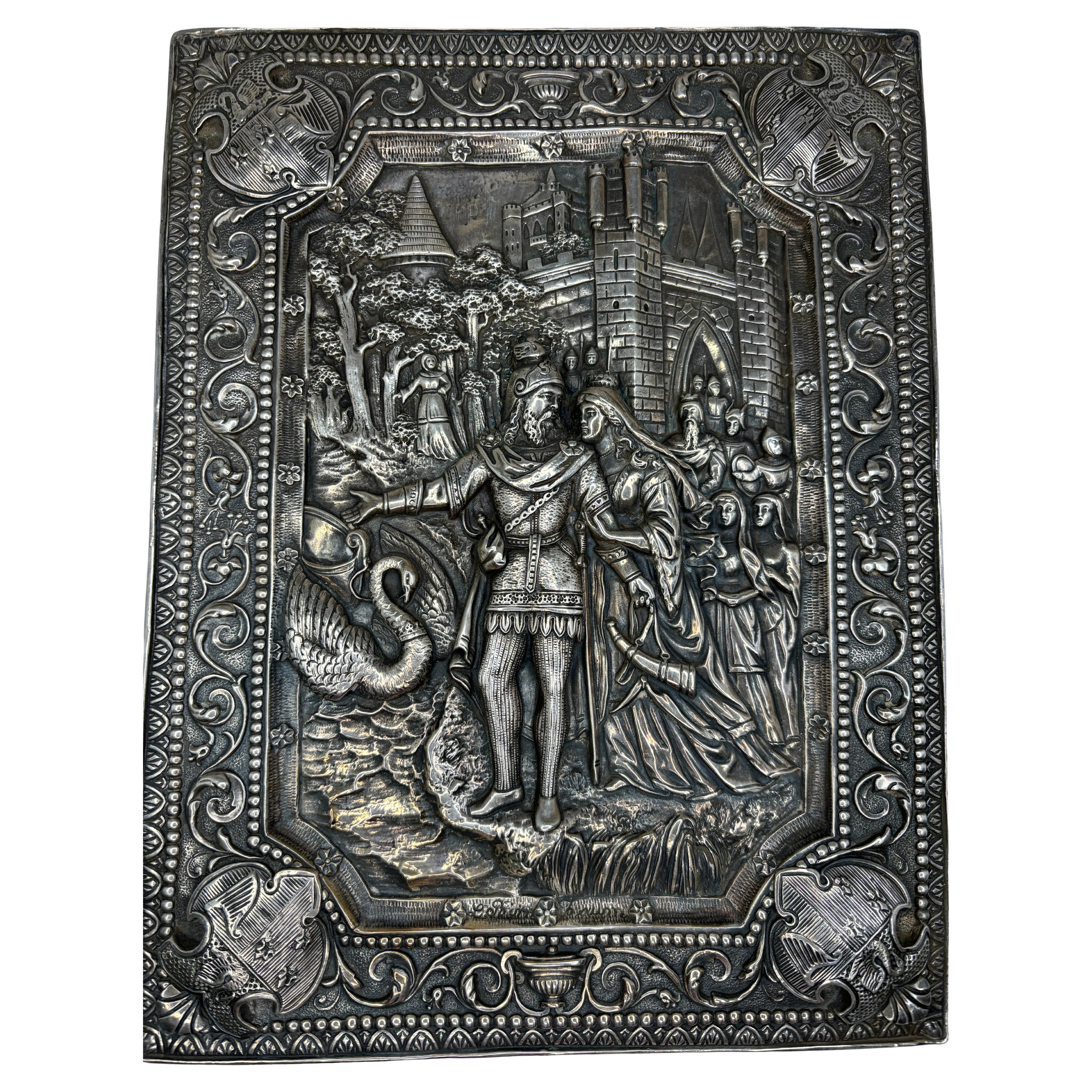 Placca d'argento Henryk Winograd con armoriale del Cavaliere del Cigno