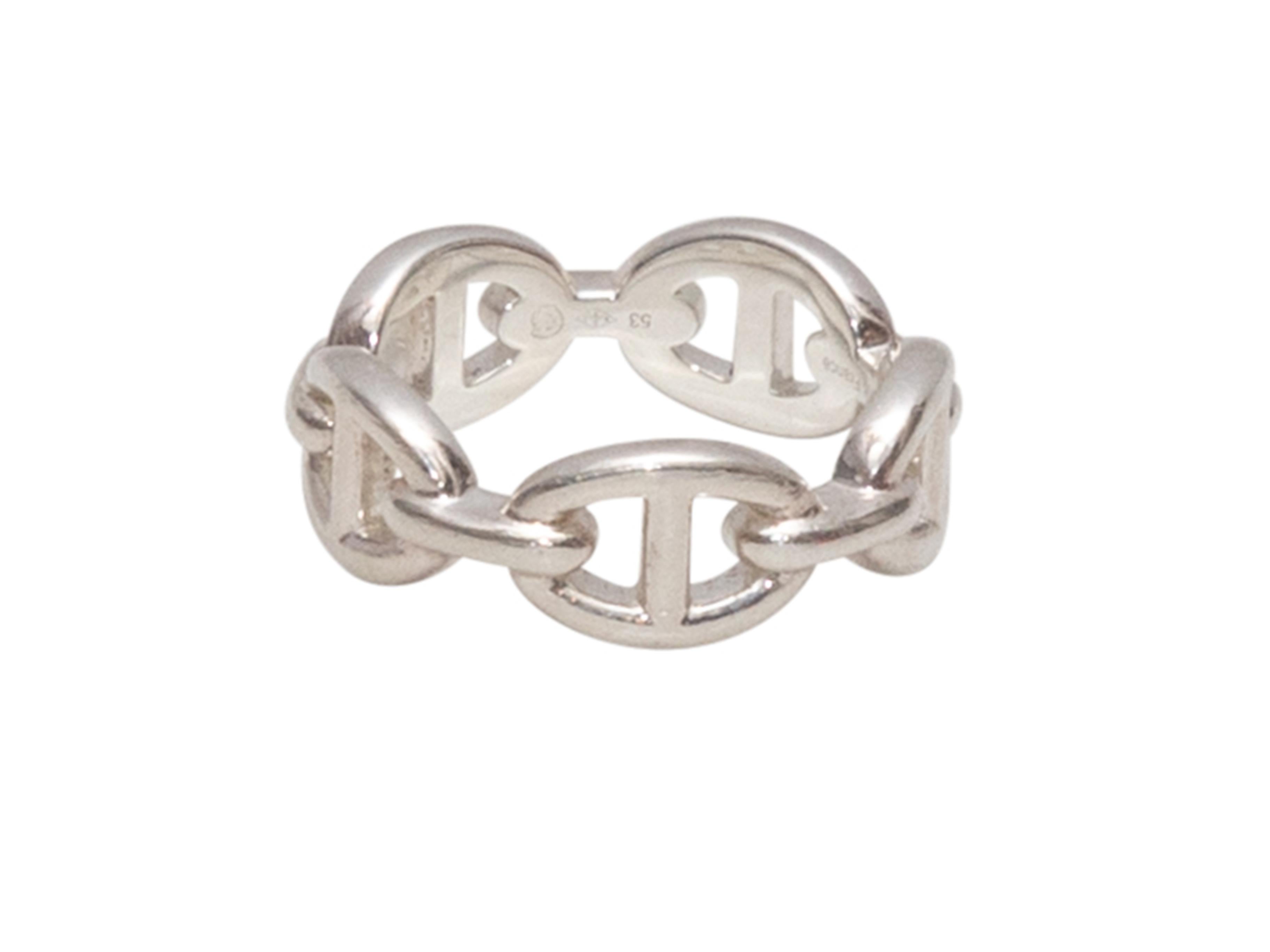 Sterling silver Chaine d'Ancre Enchainee ring by Hermes. 0.75