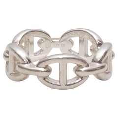Sterling Silver Hermes Chaine d'Ancre Enchainee Ring US Size 6.5