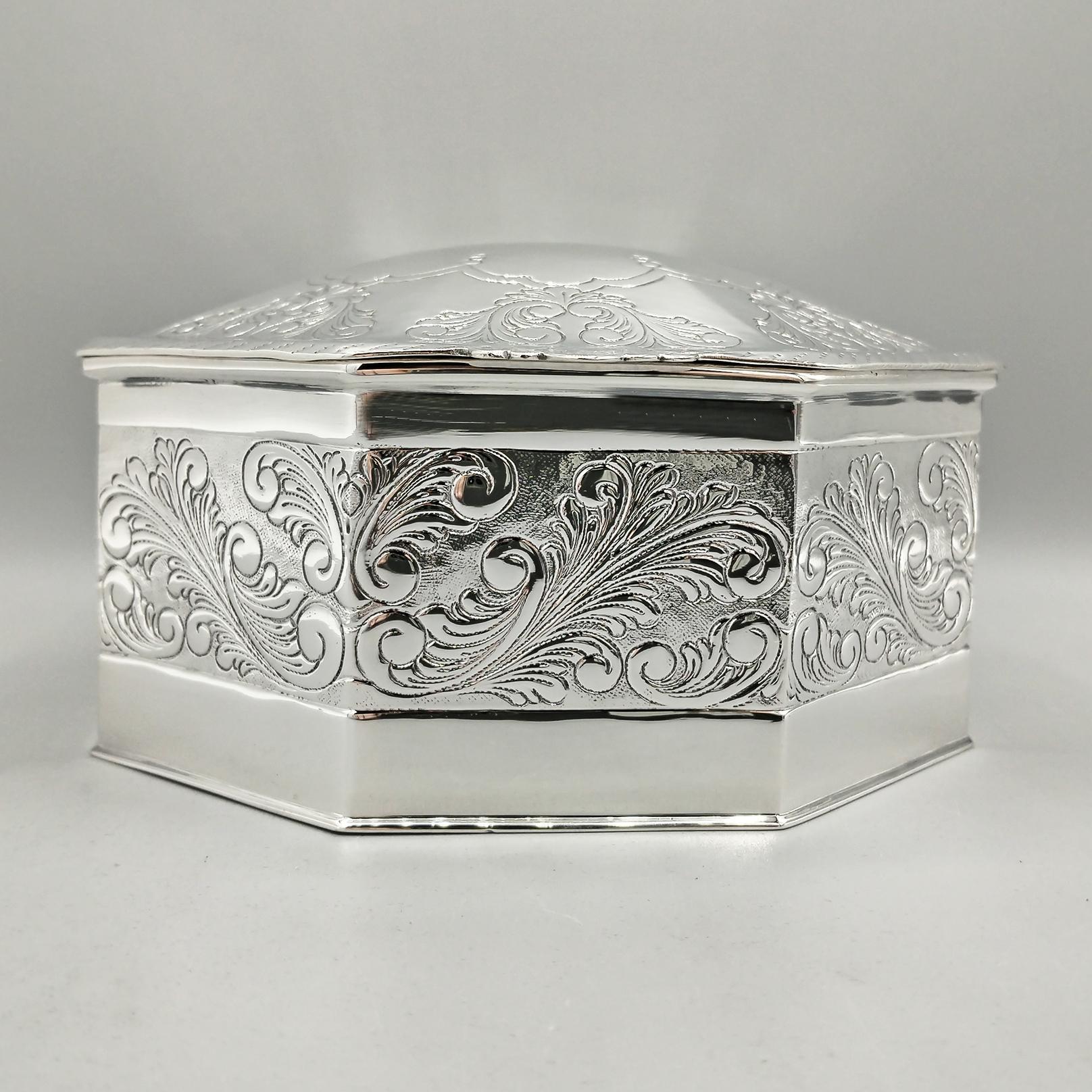 Caja octogonal con bisagra de plata de ley Otro en venta