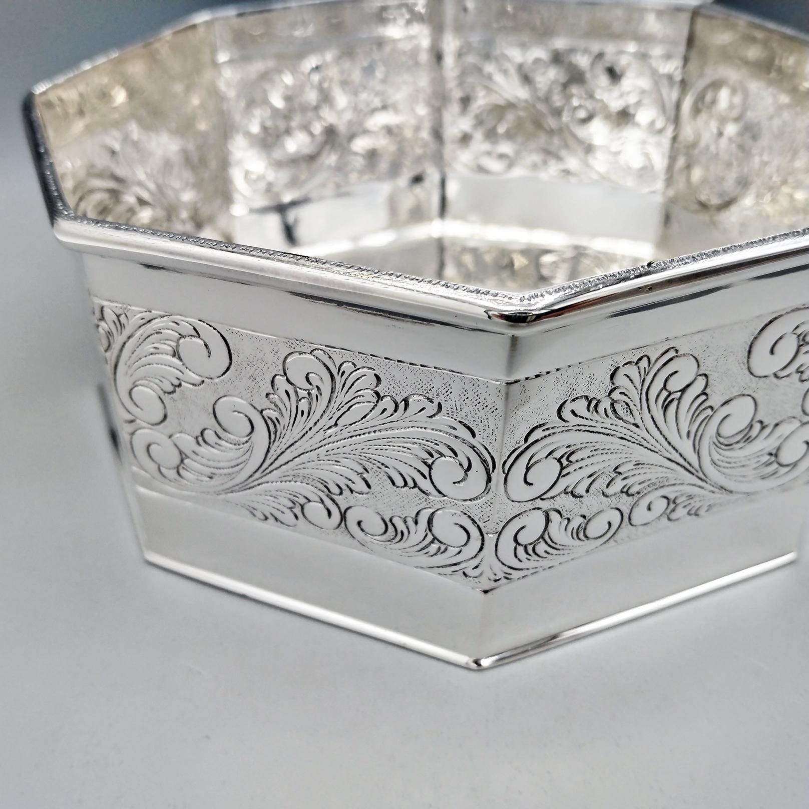 Caja octogonal con bisagra de plata de ley Hecho a mano en venta