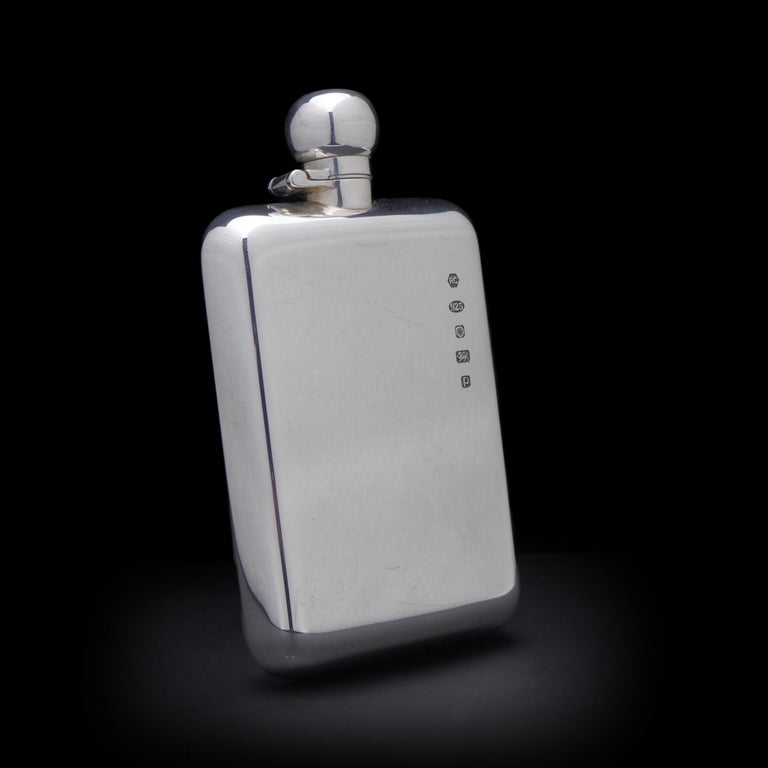 Sterling silver hip flask by Carr's of Sheffield. 
Made in Sheffield, 2014
Maker: Carr's of sheffield LTD. 
Fully hallmarked.

Carrs of Sheffield Limited was incorporated soon after in 1977, during the same year as the Silver Jubilee of Her