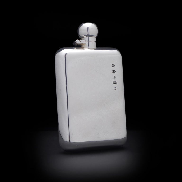 British Sterling Silver Hip Flask by Carr's of Sheffield For Sale