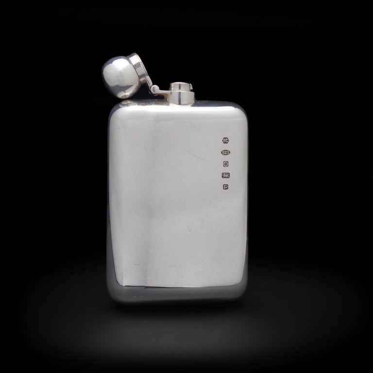 Sterling Silver Hip Flask by Carr's of Sheffield For Sale 2