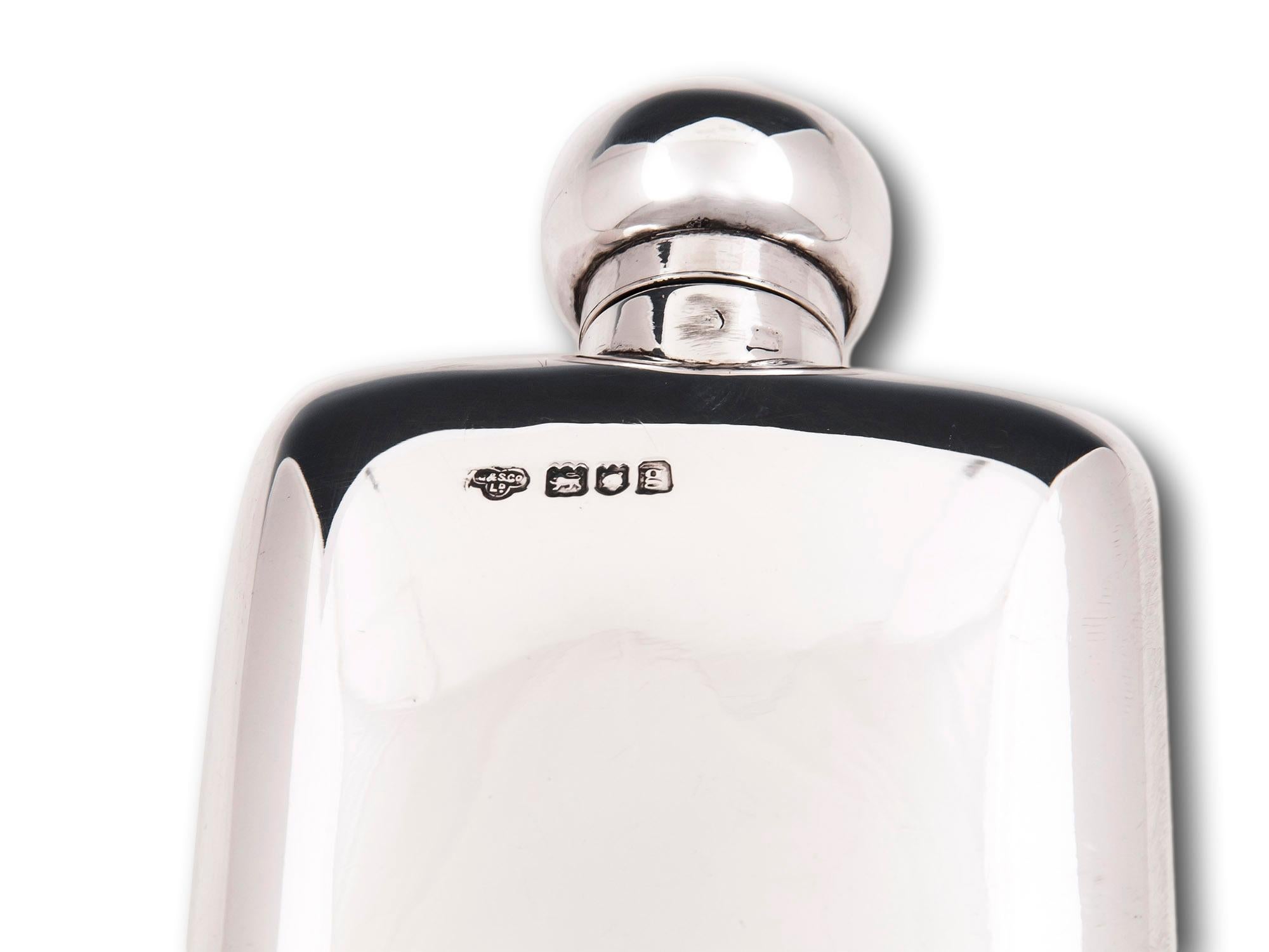 British Sterling Silver Hip Flask Retailed by Goldsmiths