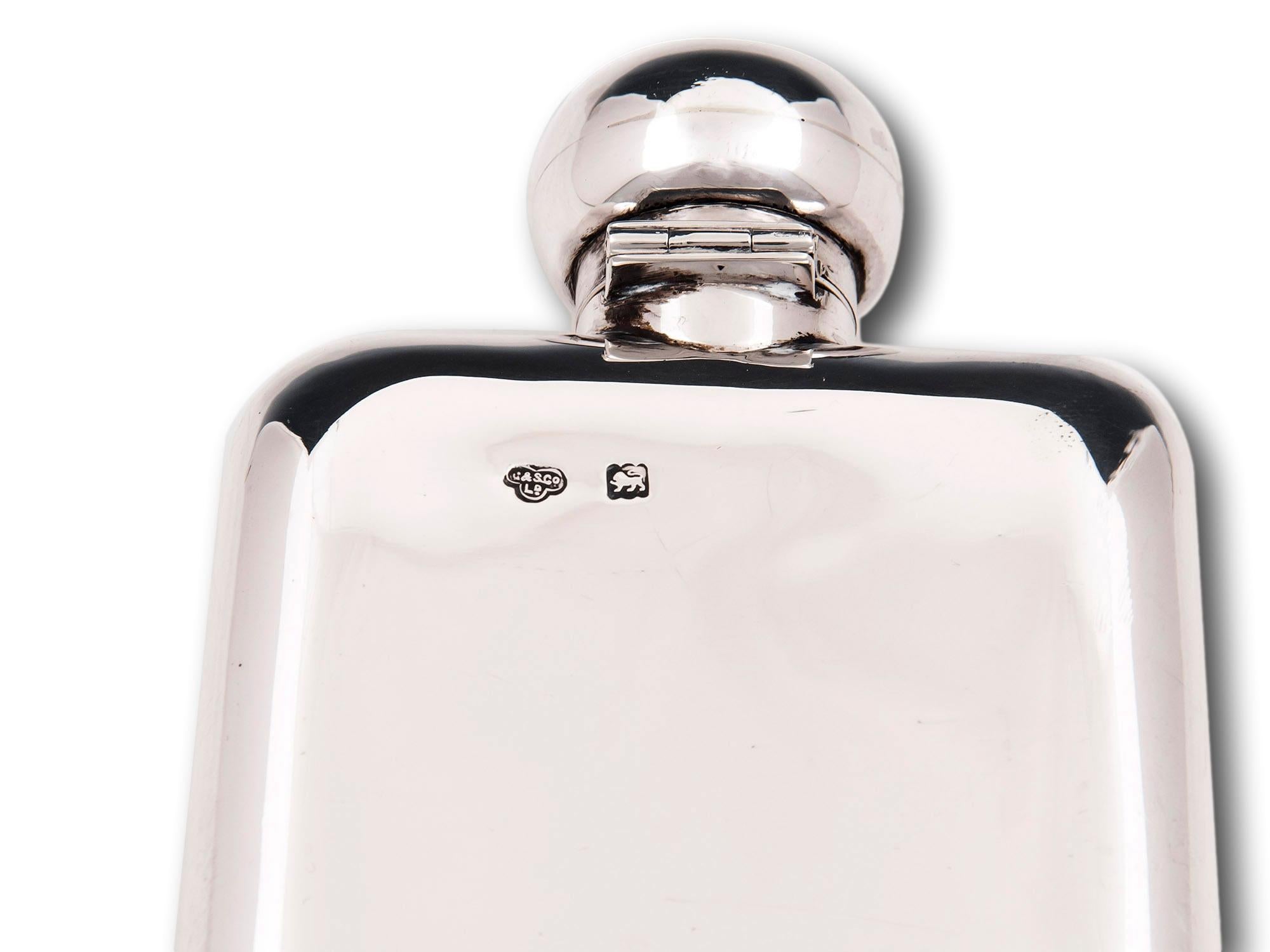 Sterling Silver Hip Flask Retailed by Goldsmiths In Good Condition In Northampton, GB