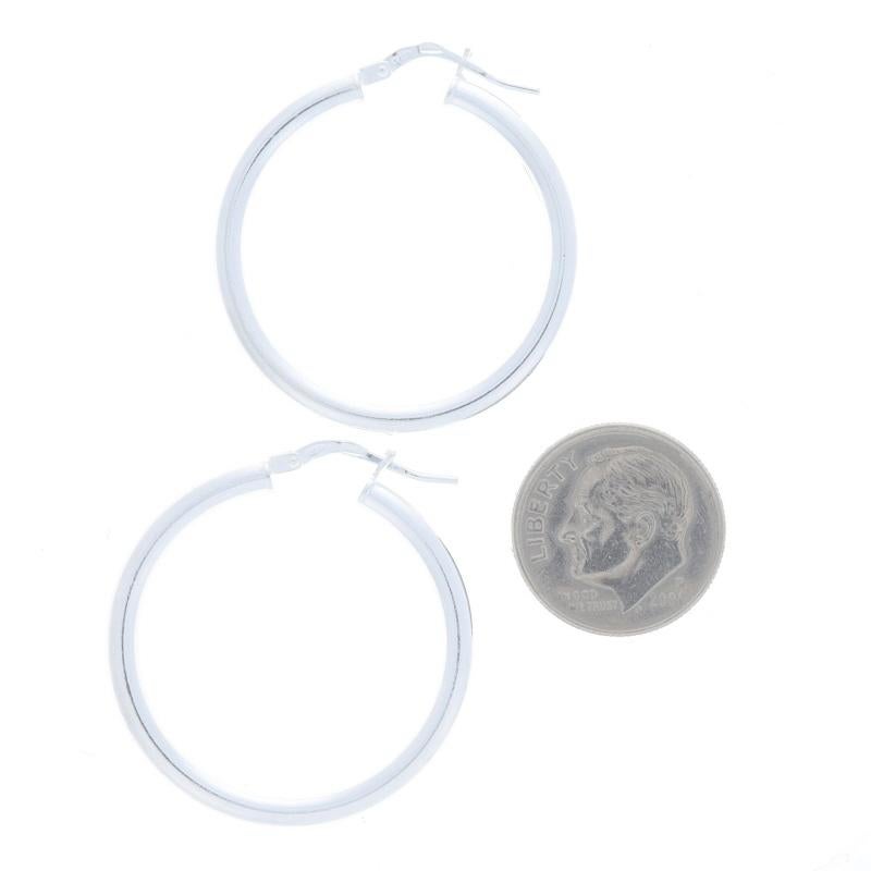Sterling Silver Hoop Earrings - 925 Round Italy Pierced For Sale 1