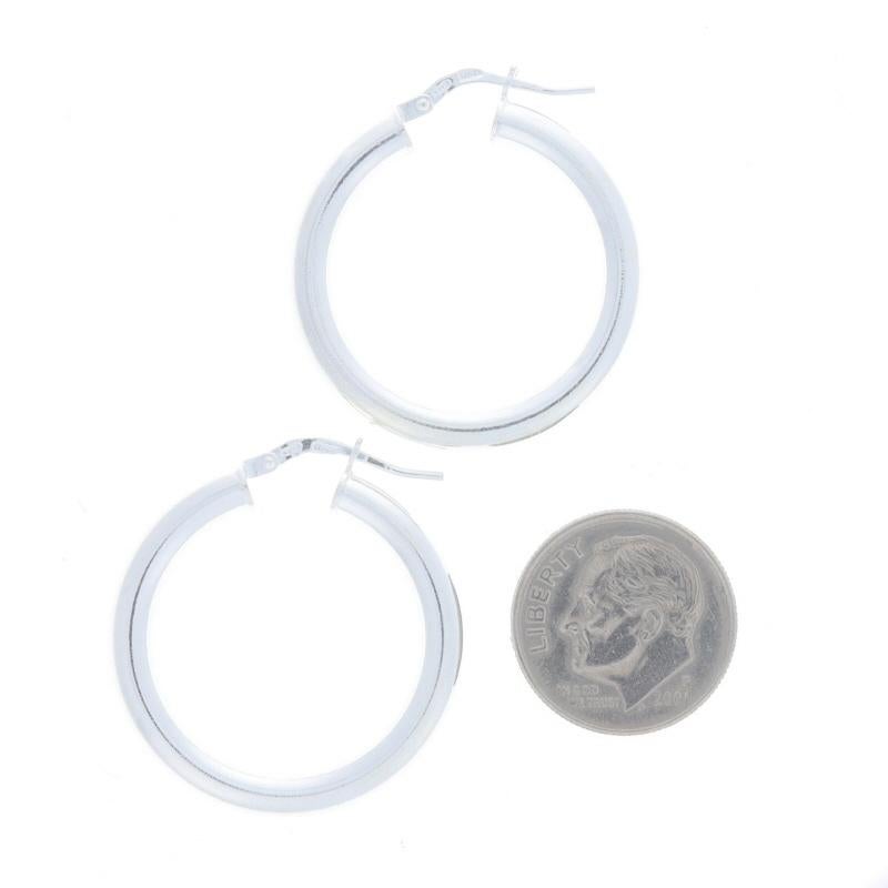 Sterling Silver Hoop Earrings - 925 Round Pierced Italy For Sale 1