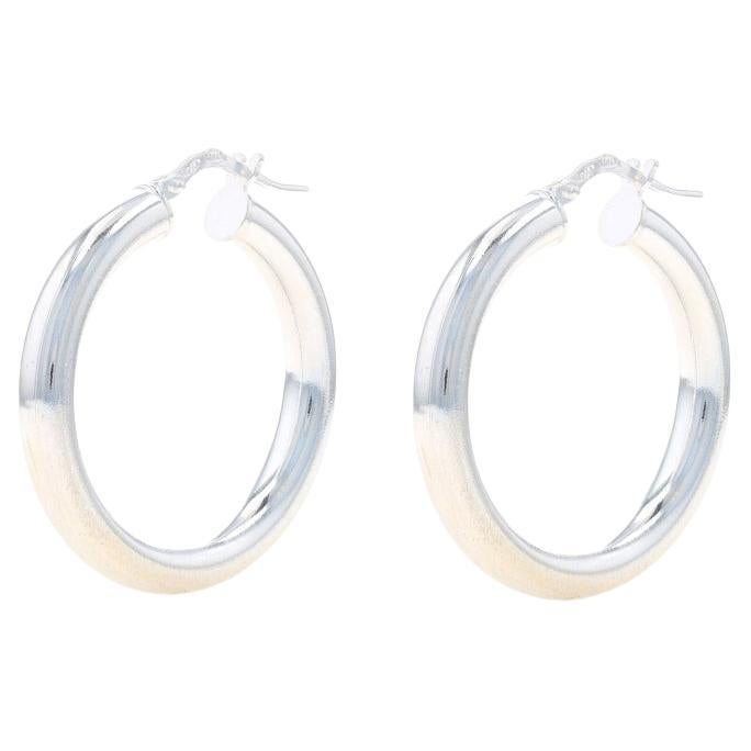 Sterling Silver Hoop Earrings - 925 Round Pierced Italy