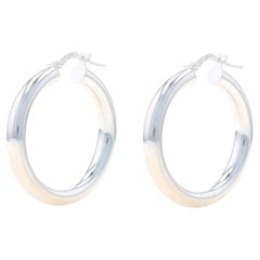 Sterling Silver Hoop Earrings - 925 Round Pierced Italy