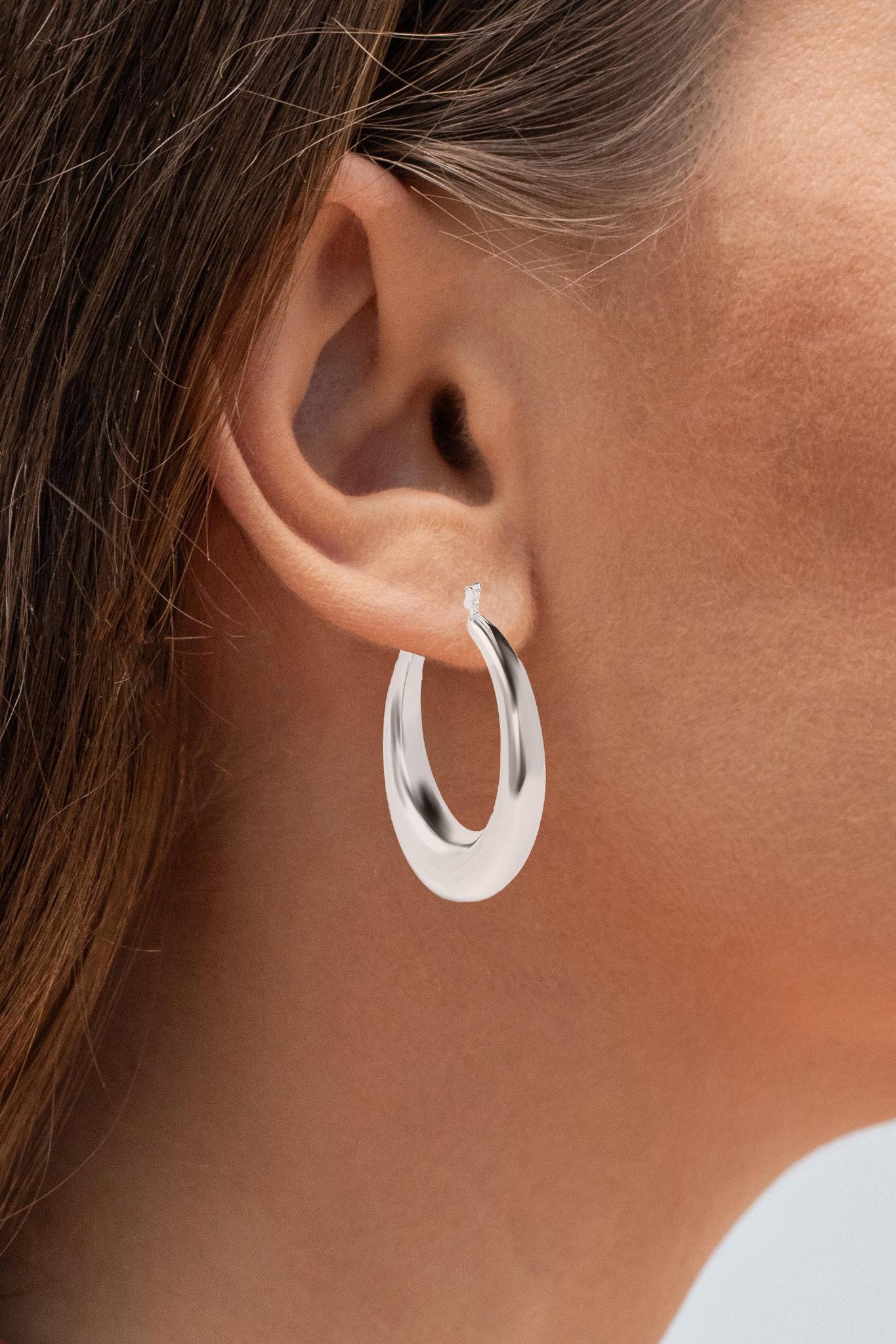 Contemporary Sterling Silver Hoop Earrings For Sale