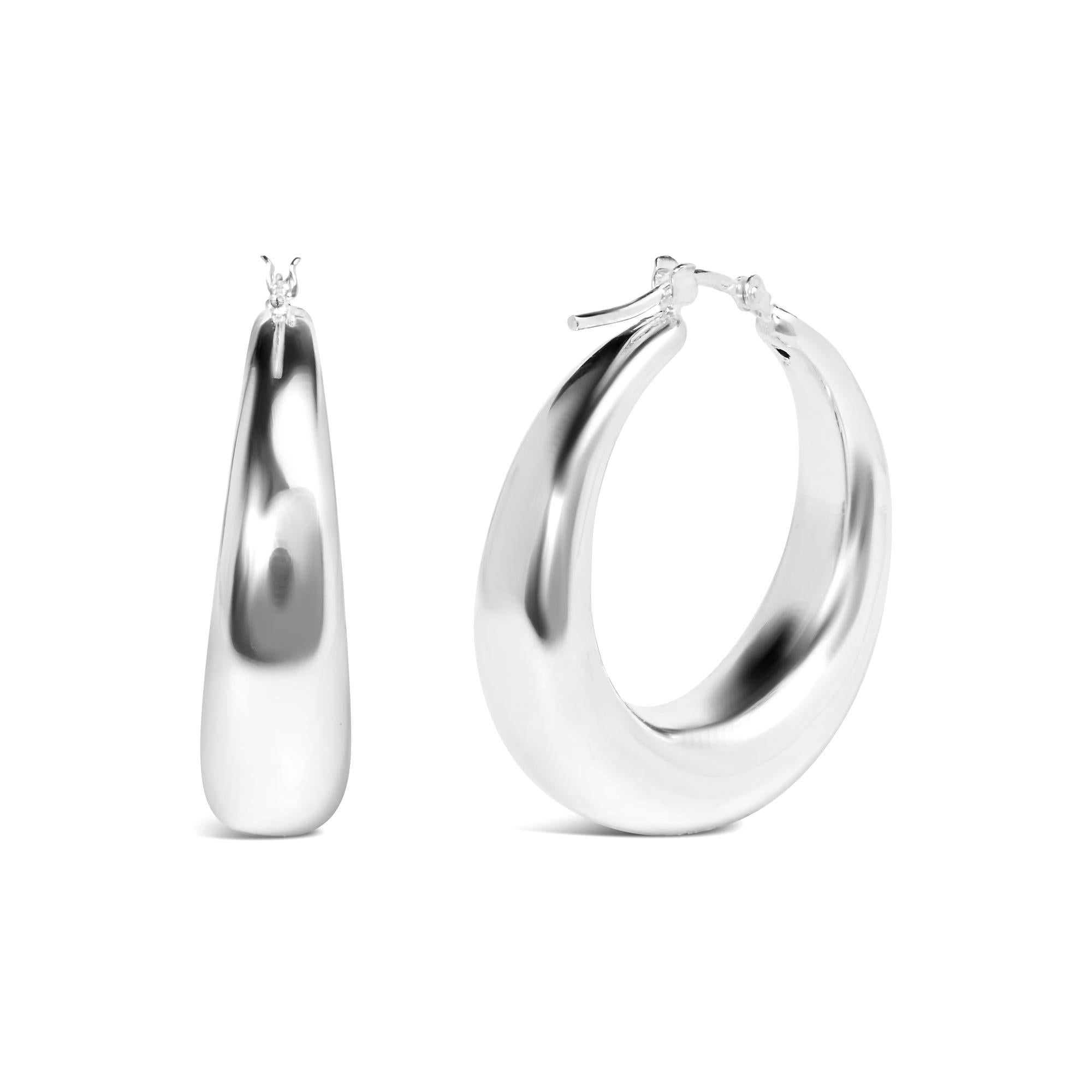 Women's or Men's Sterling Silver Hoop Earrings For Sale