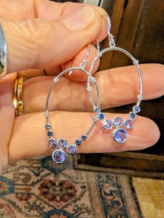 Ohrringe aus Sterlingsilber mit Tansanit, Saphiren und Diamanten