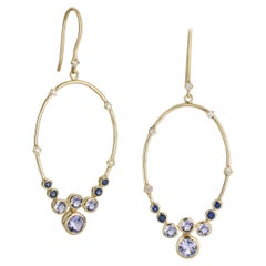 Ohrringe aus Sterlingsilber mit Tansanit, Saphiren und Diamanten