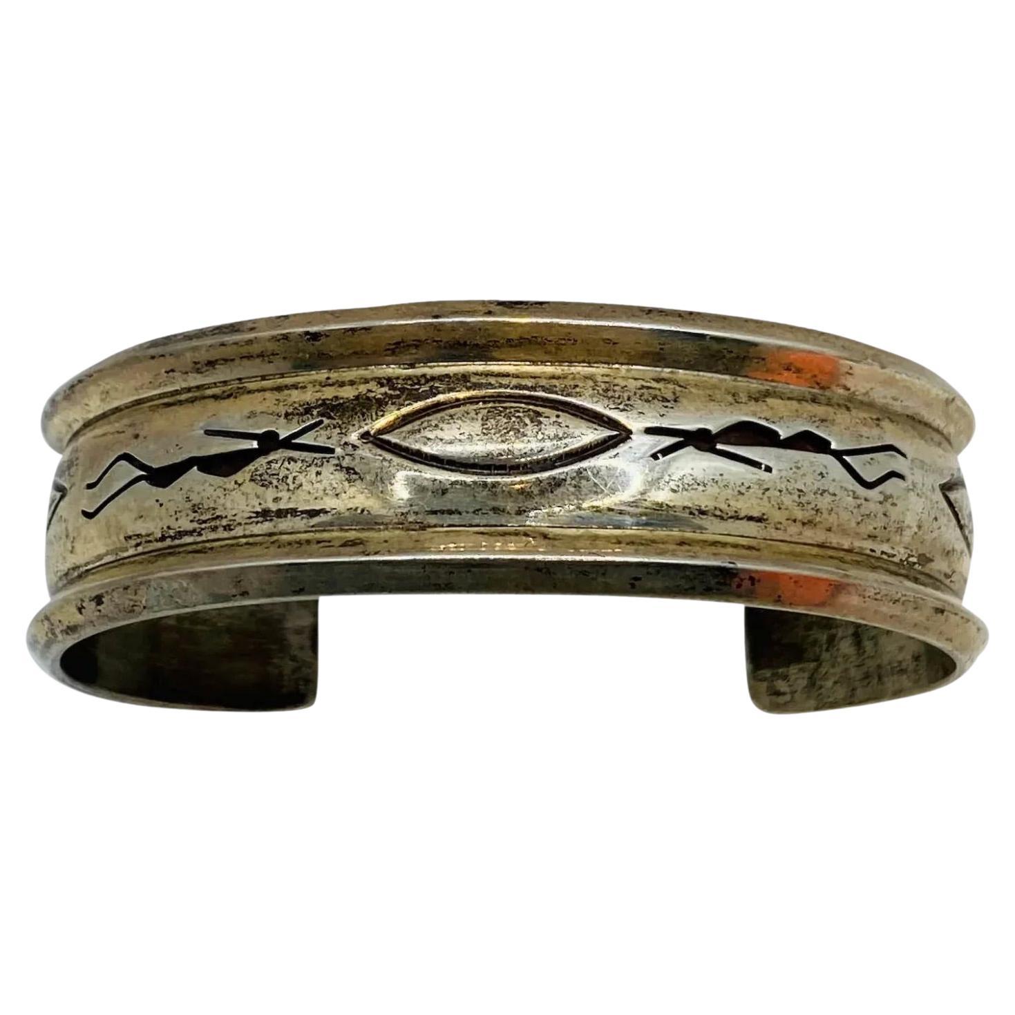 Sterling Silver HOPI Native American Bangle Bracelet