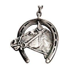 Sterling Silver Horse Head Charm and Horseshoe Fob