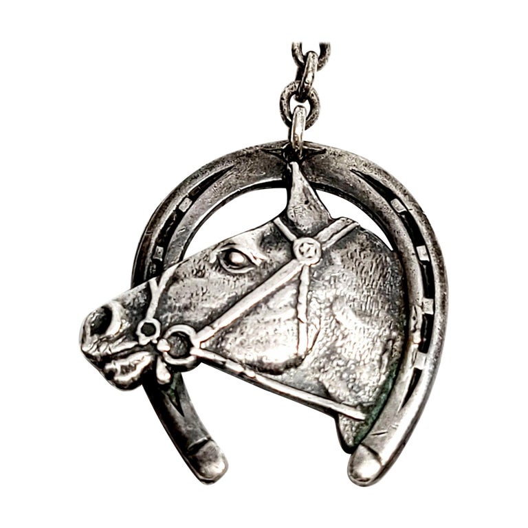 Sterling Silver Horse Head Charm and Horseshoe Fob at 1stDibs