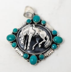 Sterling Silver Horse Pendant with Turquoise by Emer Thompson