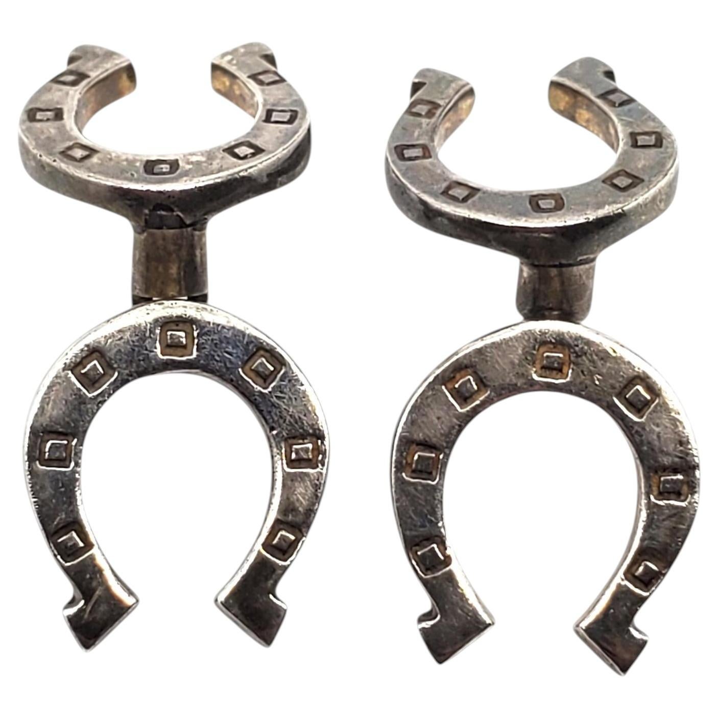Boutons de manchette en argent sterling en forme de fer à cheval #24727