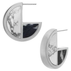 Créoles en argent sterling, howlite et pierre zébrée, cercles complets, W. Britt
