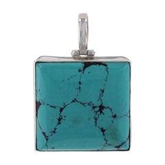 Sterlingsilber Howlite Solitär-Anhänger - 925 Quadratischer Cabochon