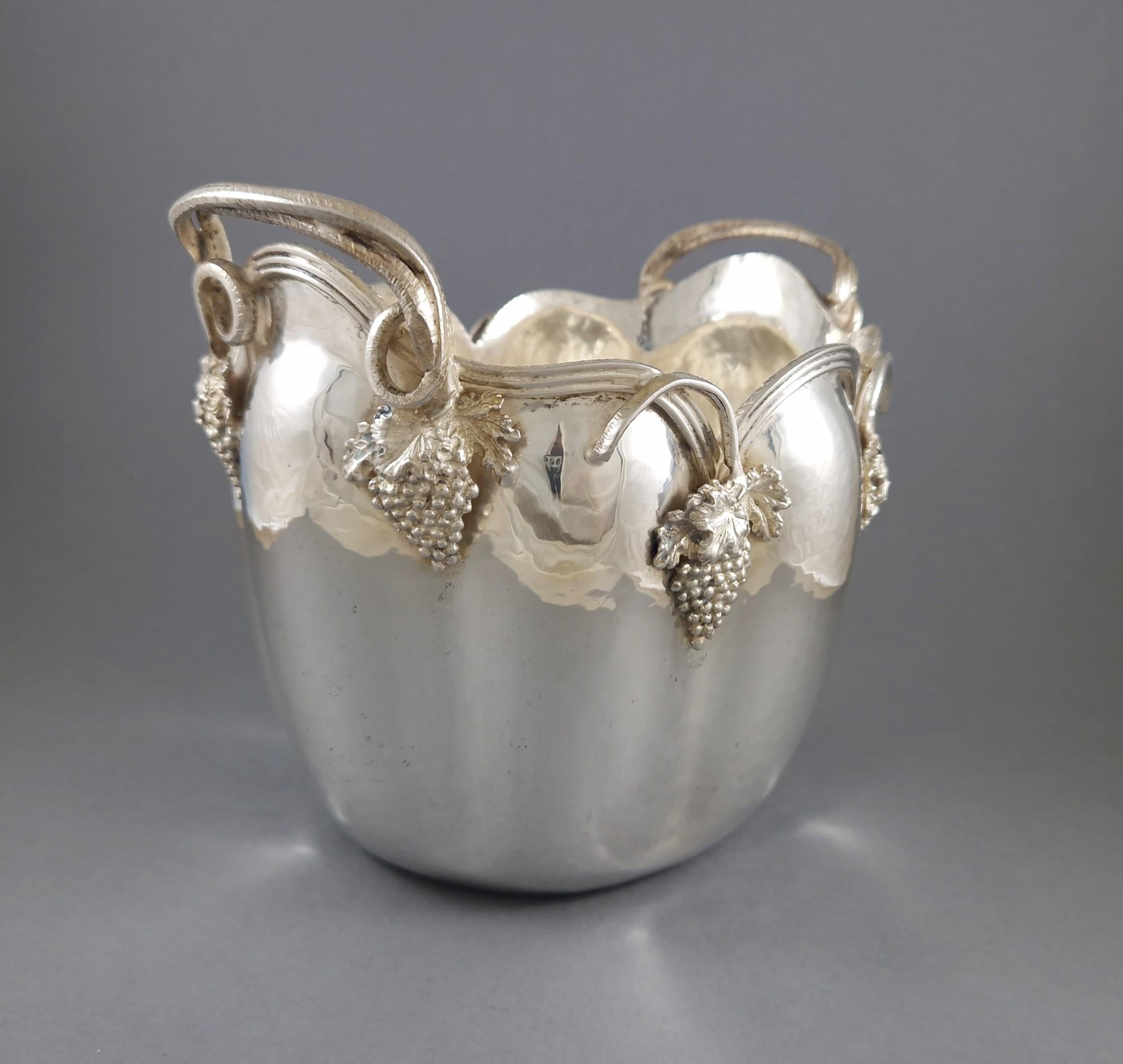 Italiano Secchiello per ghiaccio in argento Sterling Secchiello per champagne Raffreddatore per vino in vendita