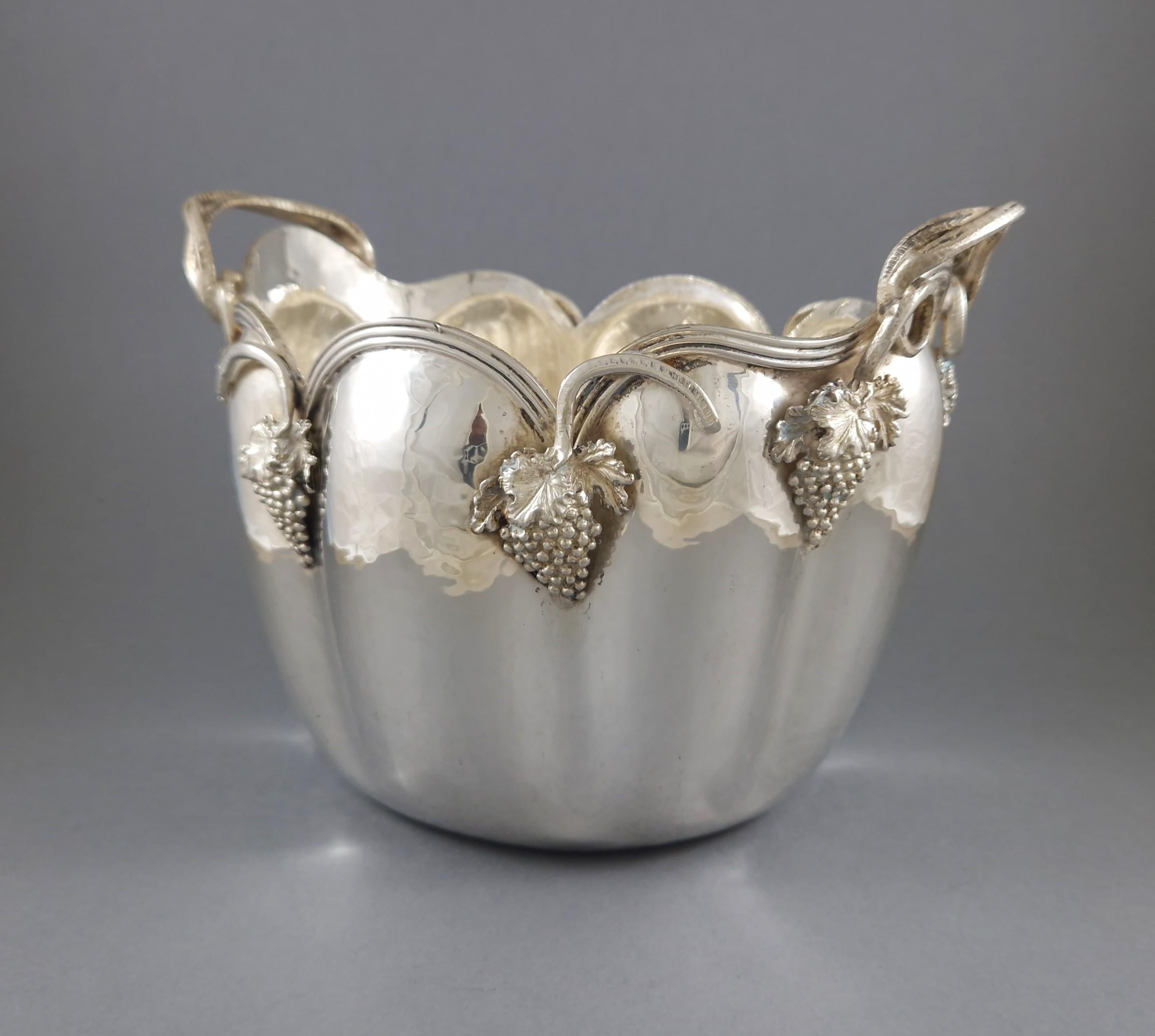 Fine XX secolo Secchiello per ghiaccio in argento Sterling Secchiello per champagne Raffreddatore per vino in vendita