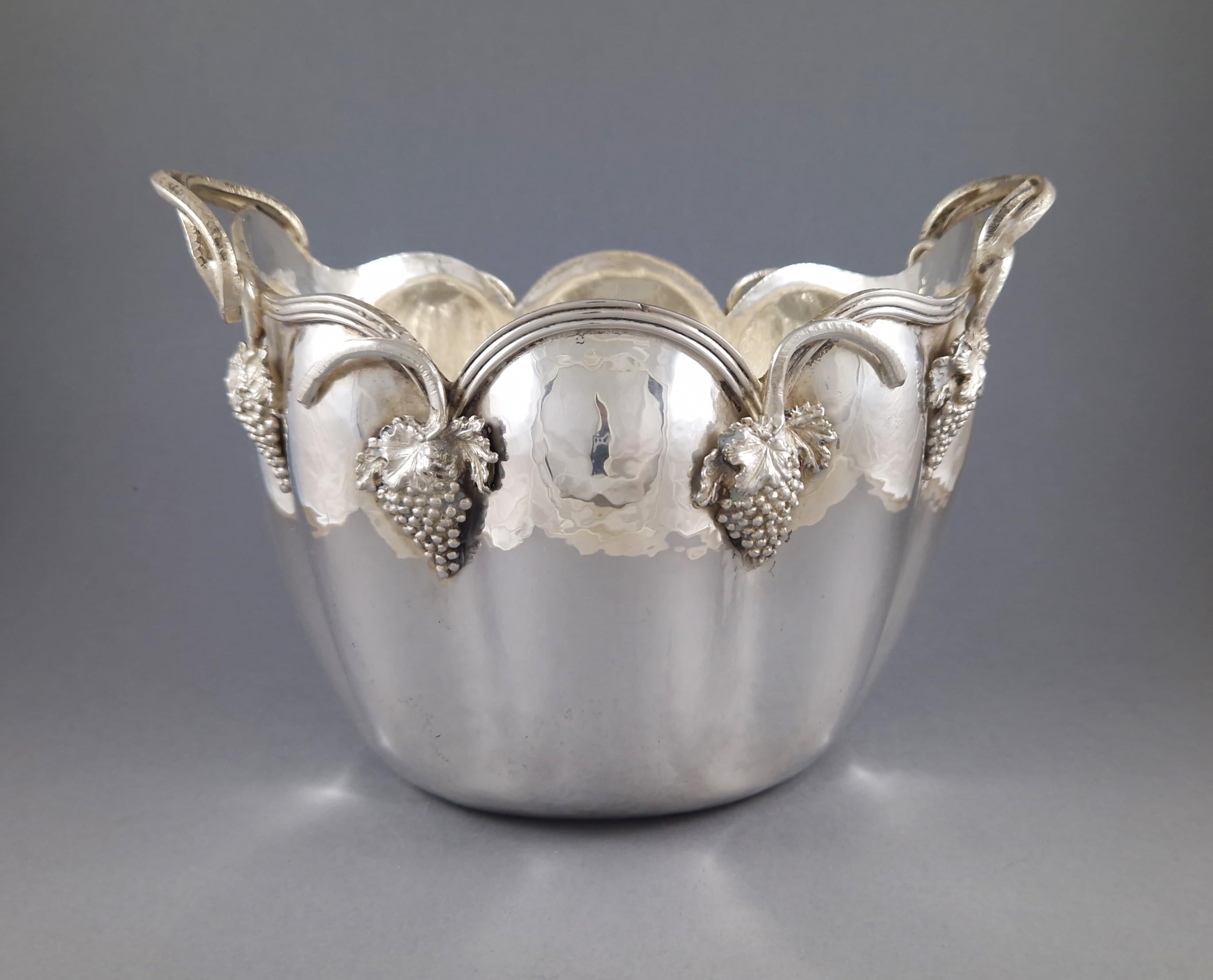 Argento 925 Secchiello per ghiaccio in argento Sterling Secchiello per champagne Raffreddatore per vino in vendita