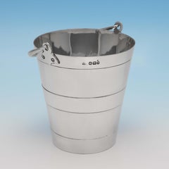 Victorian 'Bucket Shape' Antique Sterling Silver Ice Bucket by Henry Atkin, 1896