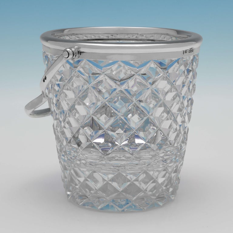 Antique Glass and Sterling Silver Ice Bucket, J. Round and Son Ltd