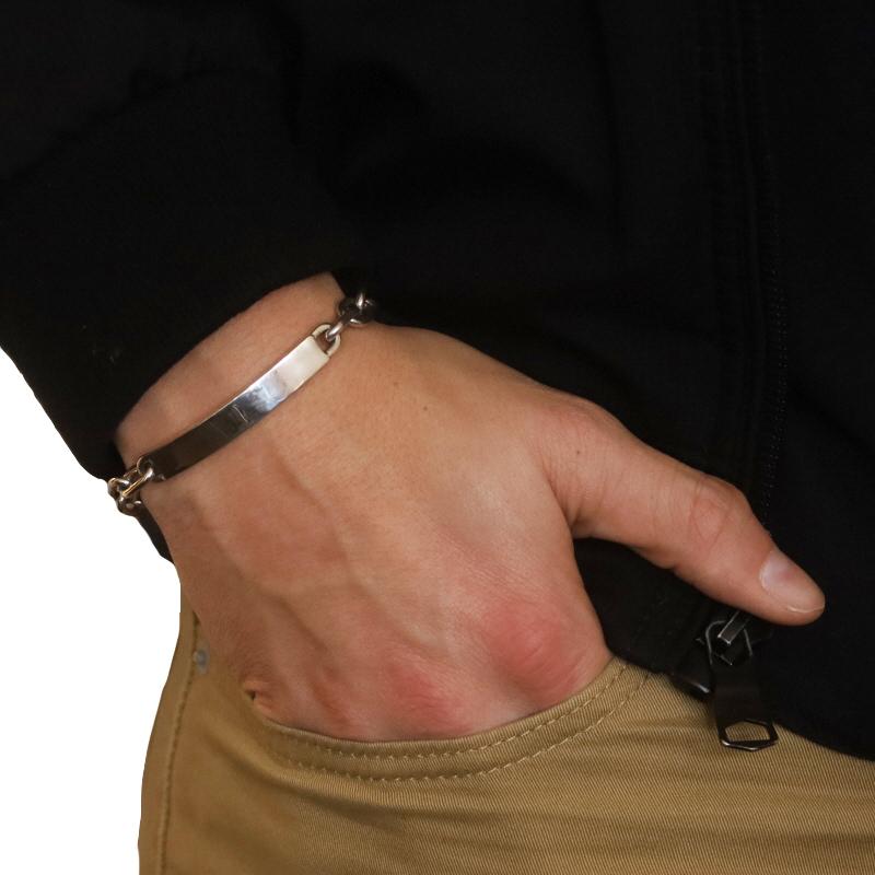 Sterling Silber Identifikation Bar Herrenarmband 8