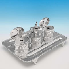 Großer neoklassizistischer Tintenständer aus Sterlingsilber von D & J Wellby aus dem Jahr 1922