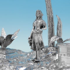 Victorian Antique Novelty Sterling Silver Ink Stand 'The Commissioner in Lunacy'