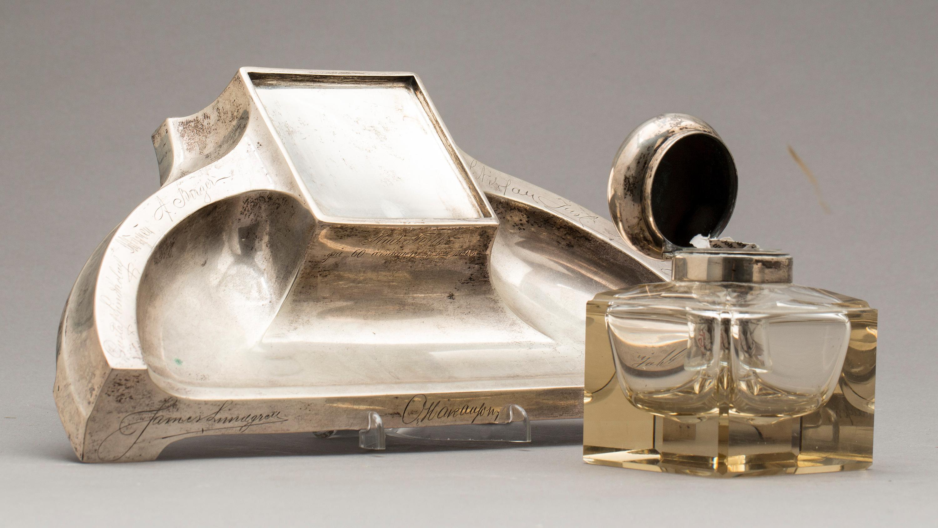 Swedish Sterling Silver Inkwell XL Size, Denmark, 1920 For Sale