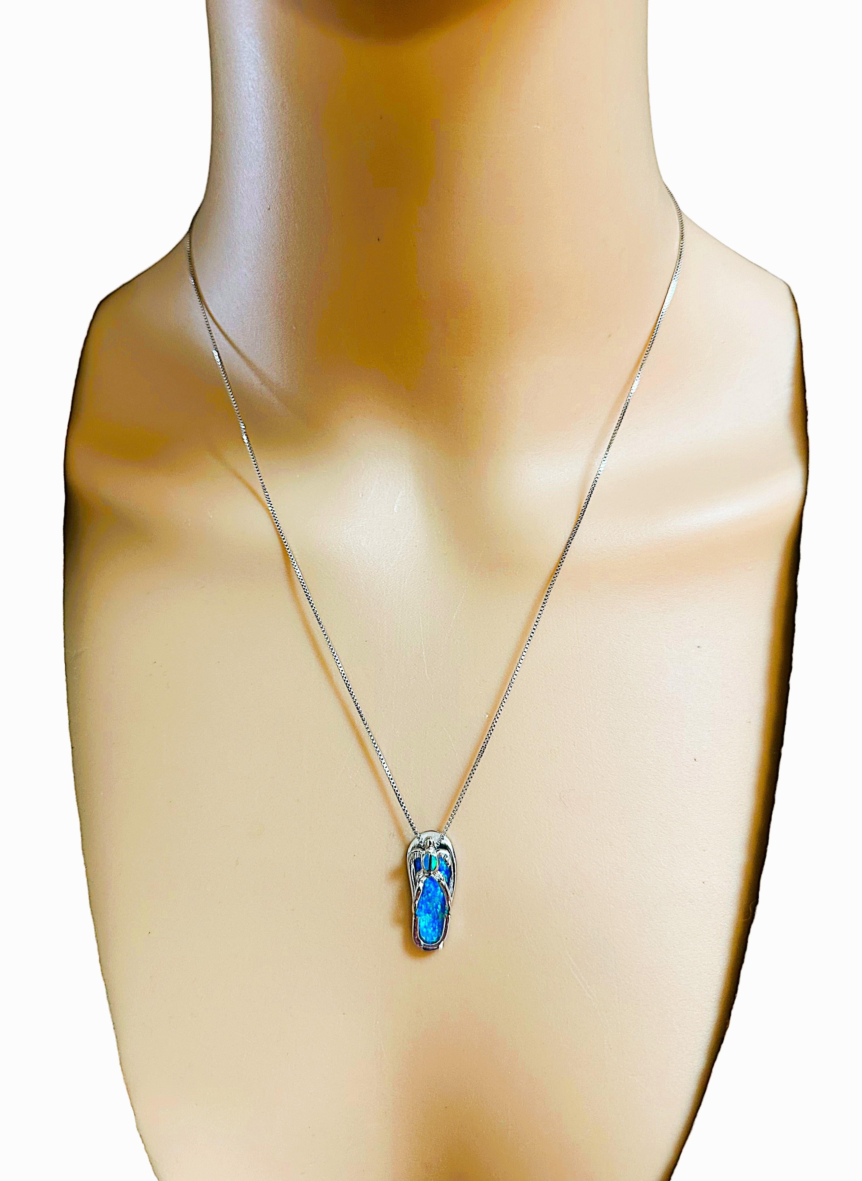 Sterling Silber Intarsien Opal Sandal Halskette und Ohrring Set 5