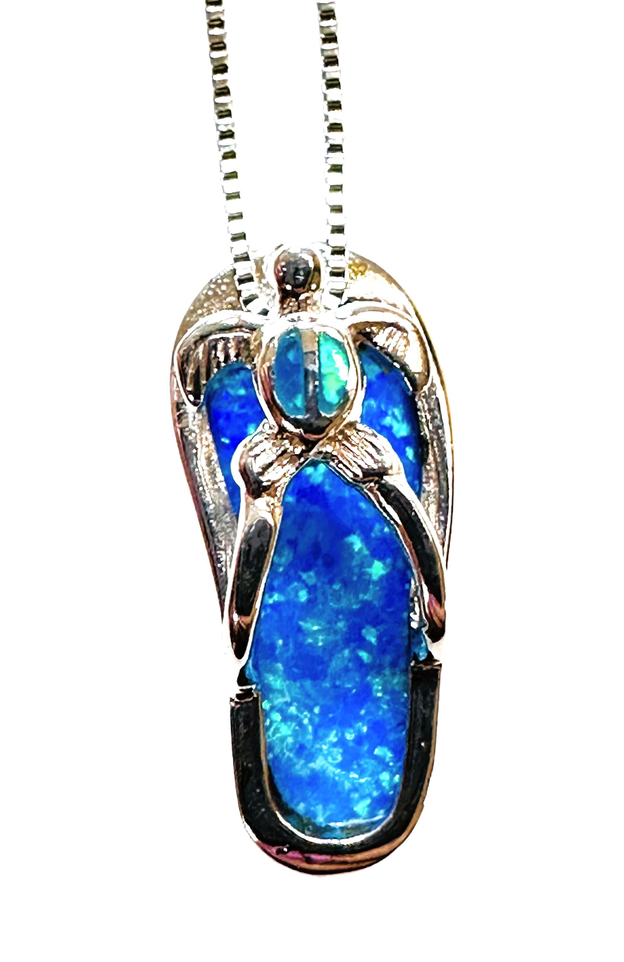 Sterling Silber Intarsien Opal Sandal Halskette und Ohrring Set (Art déco)