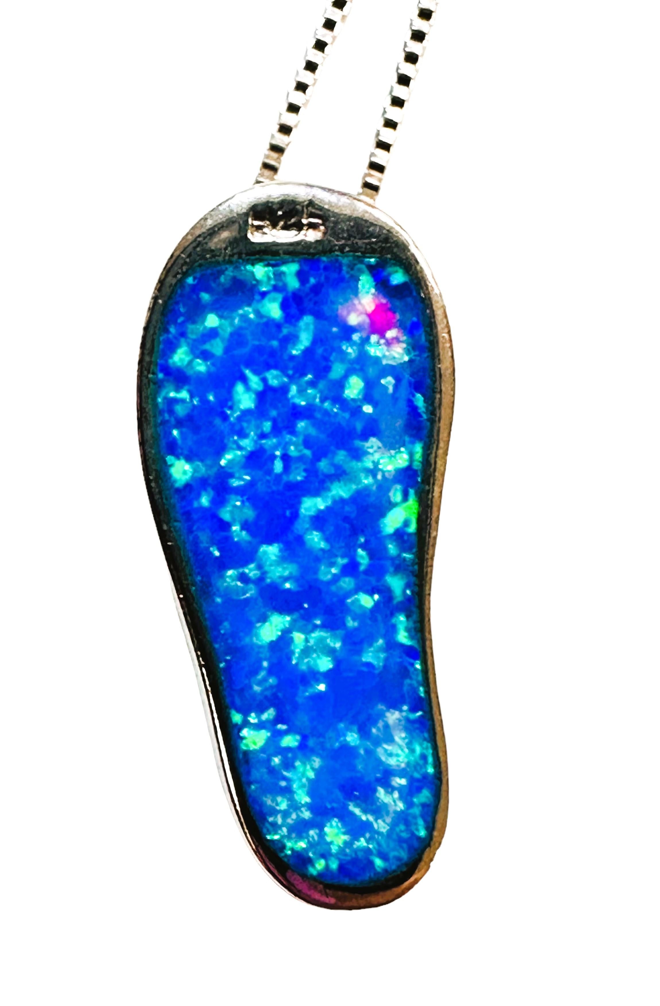Sterling Silber Intarsien Opal Sandal Halskette und Ohrring Set (Gemischter Schliff)