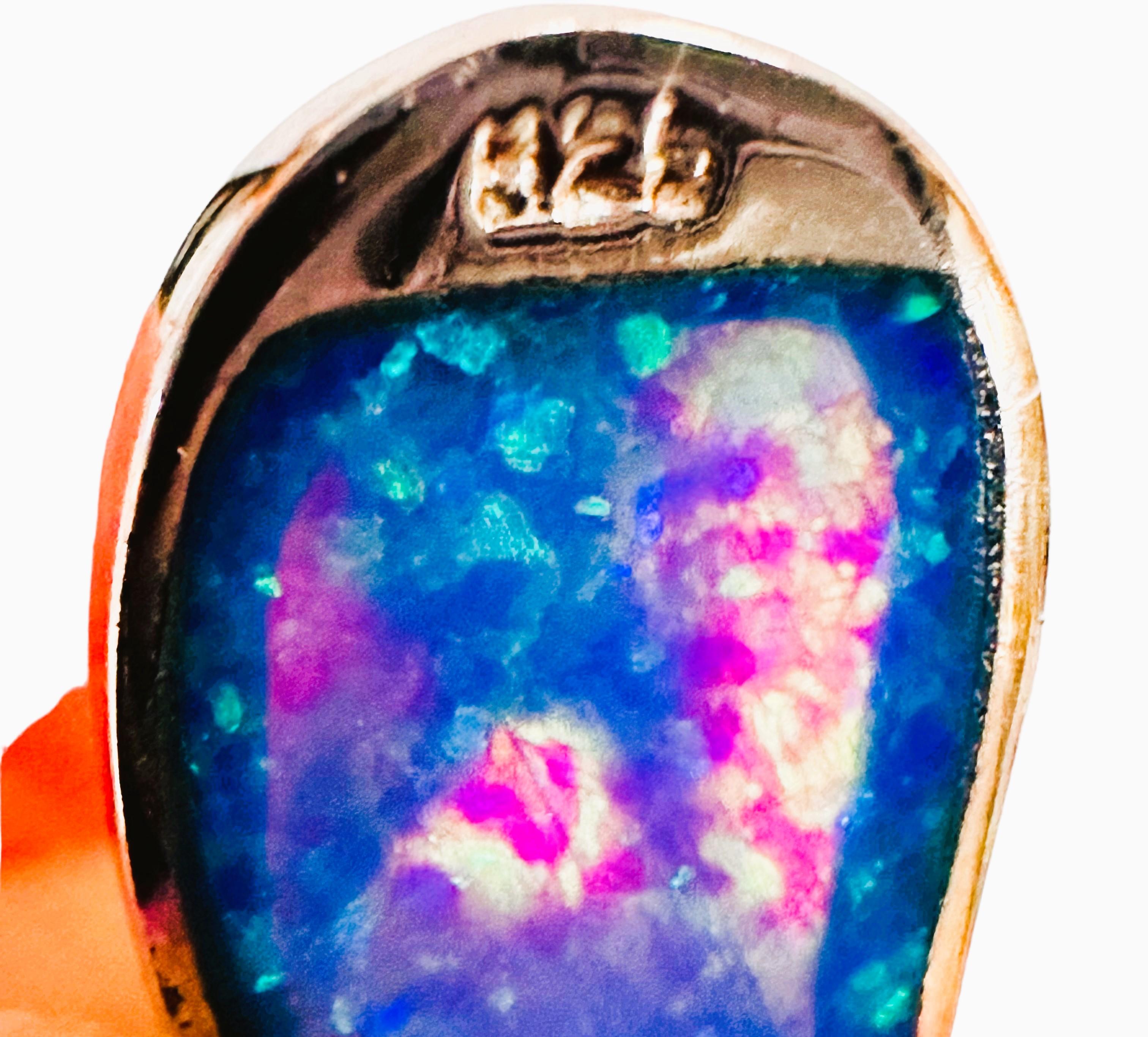 Sterling Silber Intarsien Opal Sandal Halskette und Ohrring Set im Zustand „Hervorragend“ in Eagan, MN