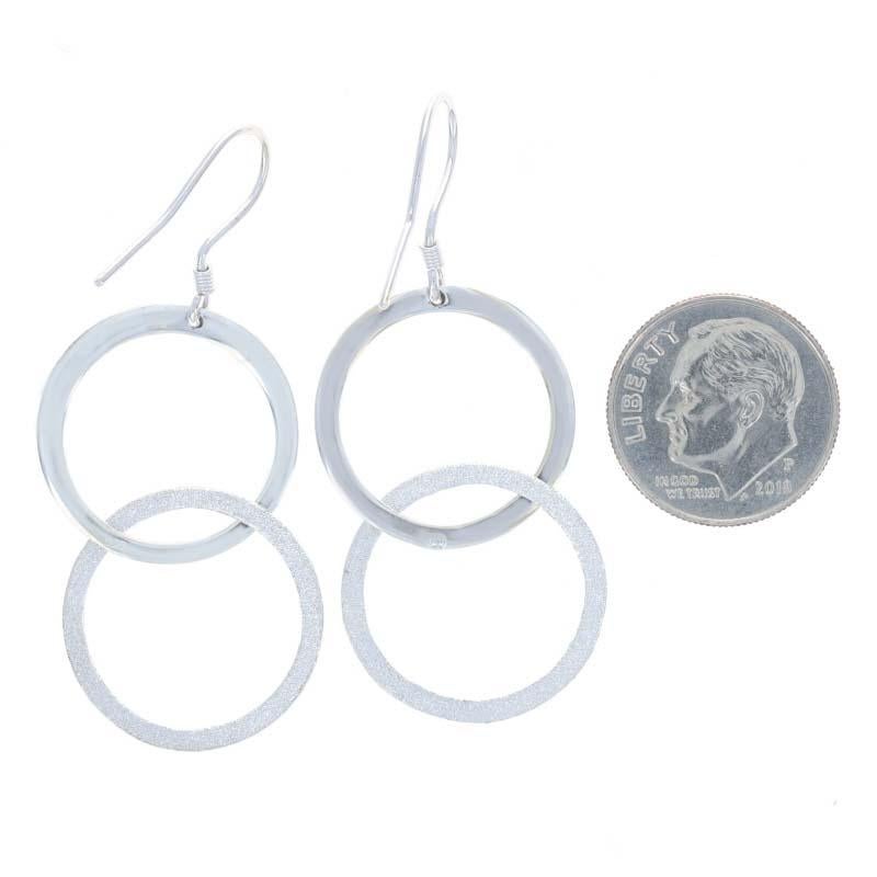 Women's Sterling Silver Interlocking Circle Dangle Earrings - 925 Stardust Pierced For Sale