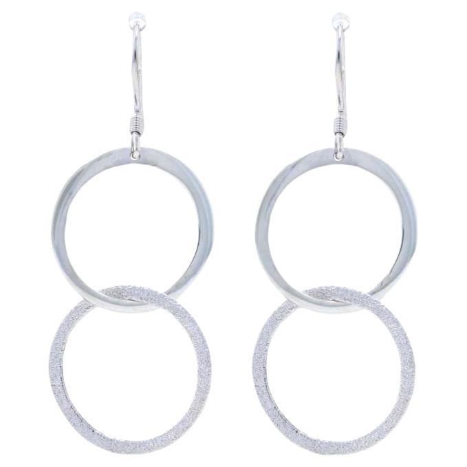 Sterling Silver Interlocking Circle Dangle Earrings - 925 Stardust Pierced For Sale