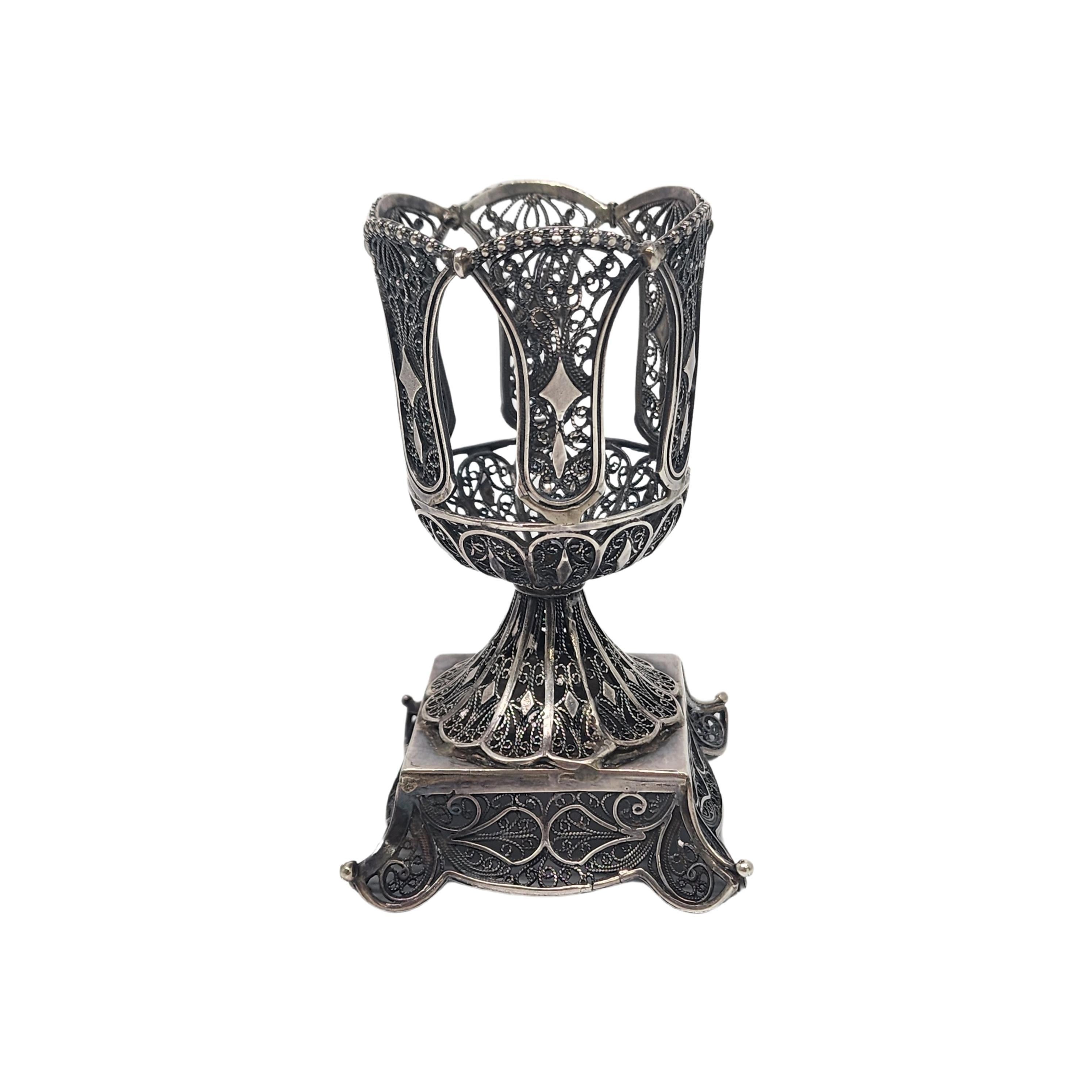 Filigraner Havadalah-Kerzenhalter aus Sterlingsilber Israel #18517 im Zustand „Gut“ im Angebot in Washington Depot, CT