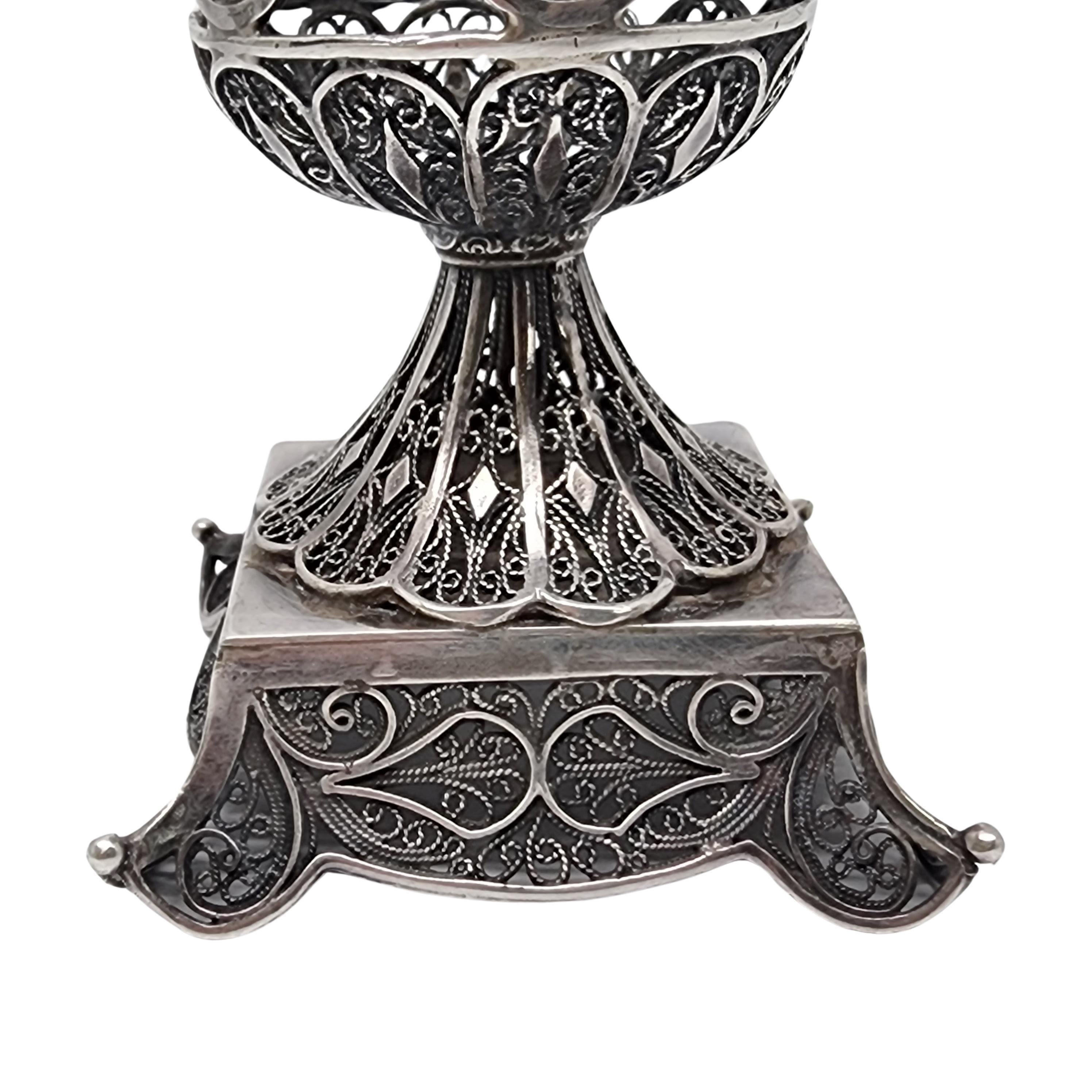 Filigraner Havadalah-Kerzenhalter aus Sterlingsilber Israel #18517 im Angebot 4