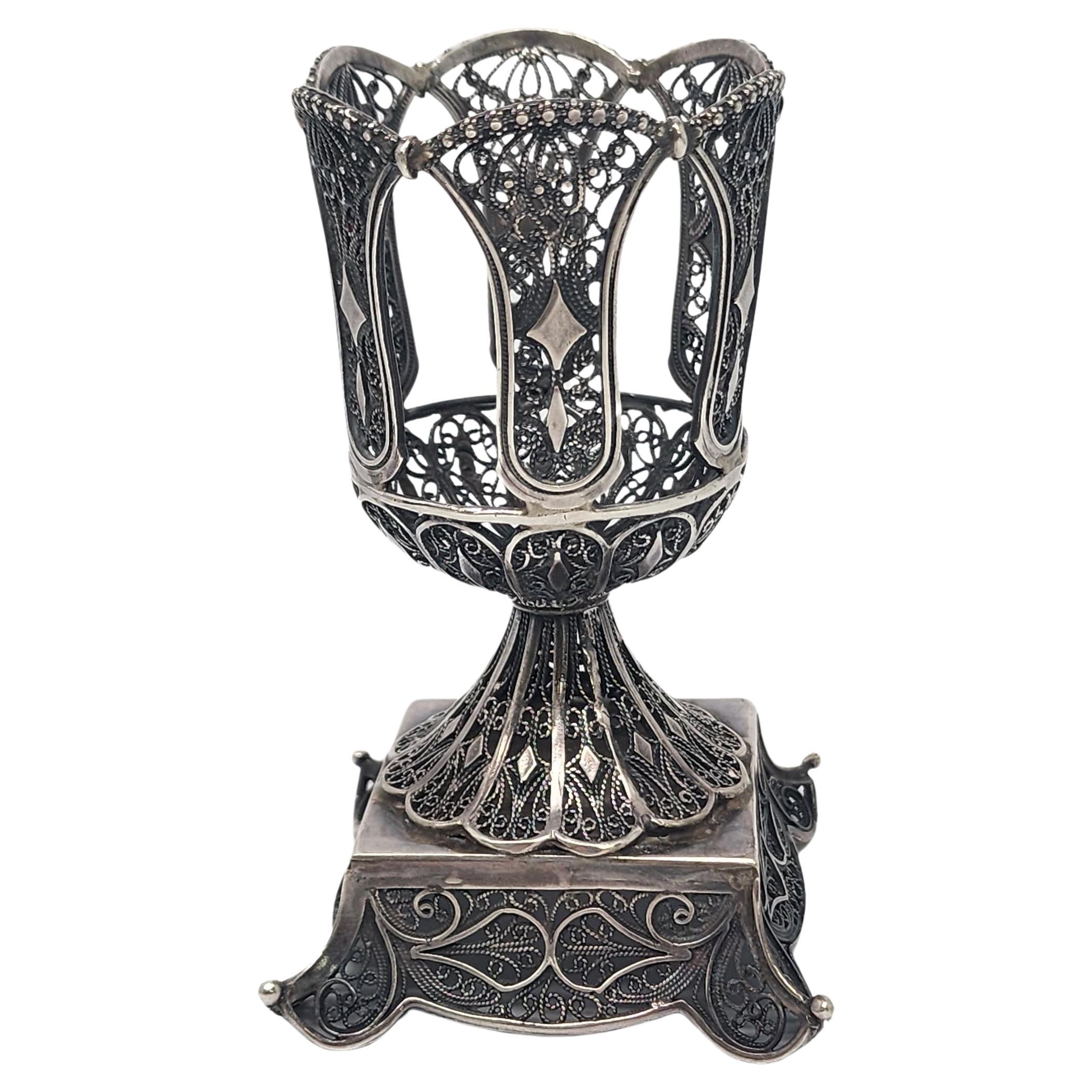 Porte-bougies Havadalah filigrane en argent sterling d'Israël n° 18517