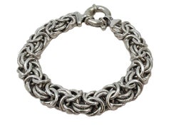Sterling Silver Italian Byzantine Chain Bracelet 7" - 22.62 Grams