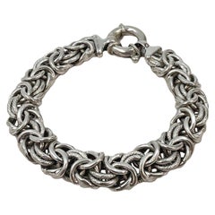 Sterling Silver Italian Byzantine Chain Bracelet 7" - 22.62 Grams