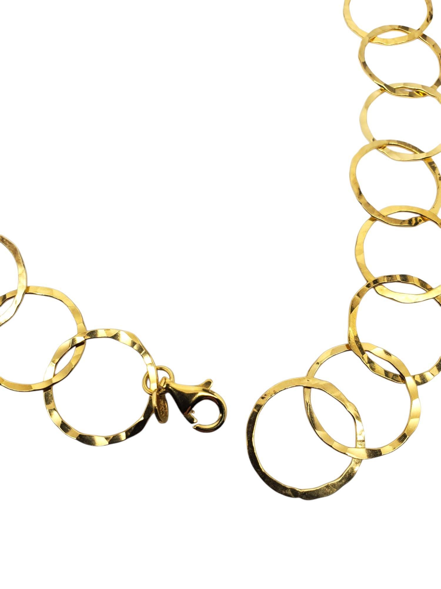 Donna Collana a catena con cerchio martellato in argento Sterling Italy Gold-Tone #21155 in vendita