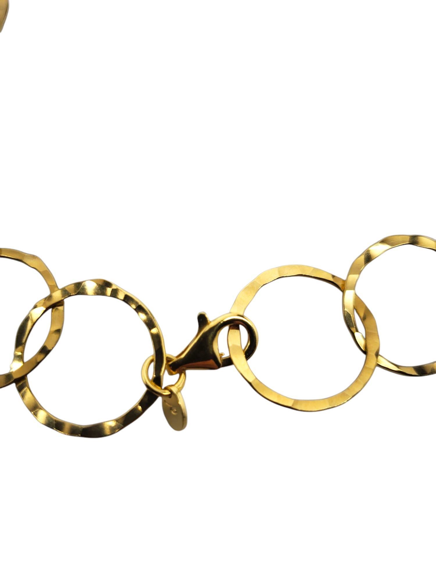 Collana a catena con cerchio martellato in argento Sterling Italy Gold-Tone #21155 in vendita 1