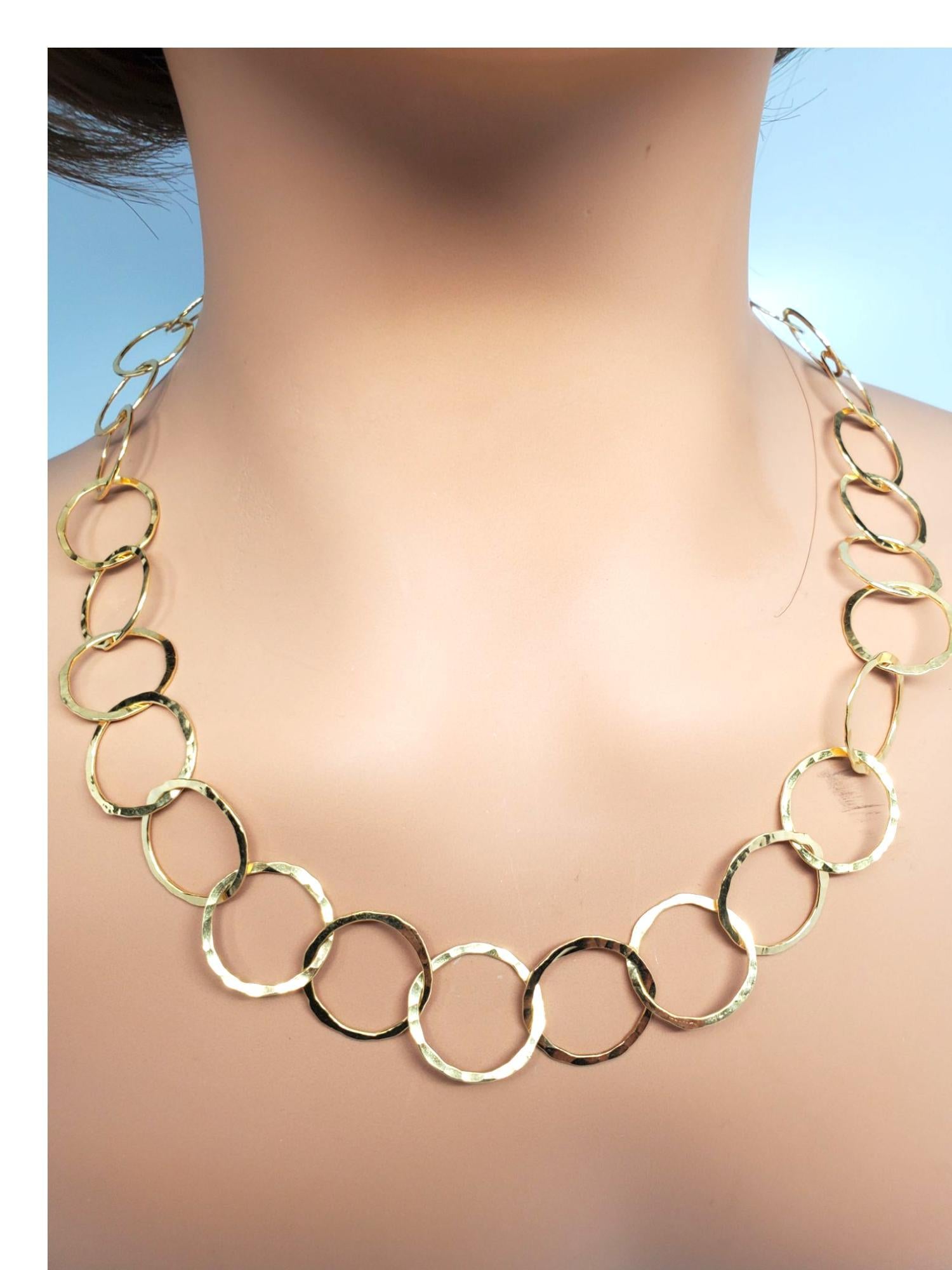 Collana a catena con cerchio martellato in argento Sterling Italy Gold-Tone #21155 in vendita 4